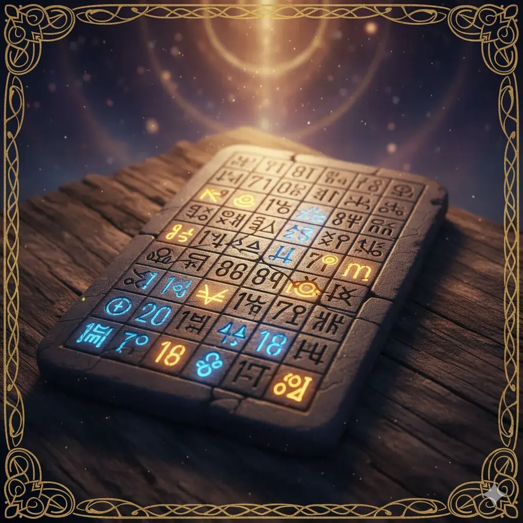 Ancient rune stones illustration